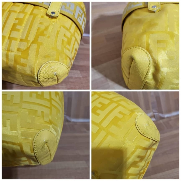 Authentic FENDI Zucca Zip Code Shoulder Yellow Bag - Picture 9 of 12